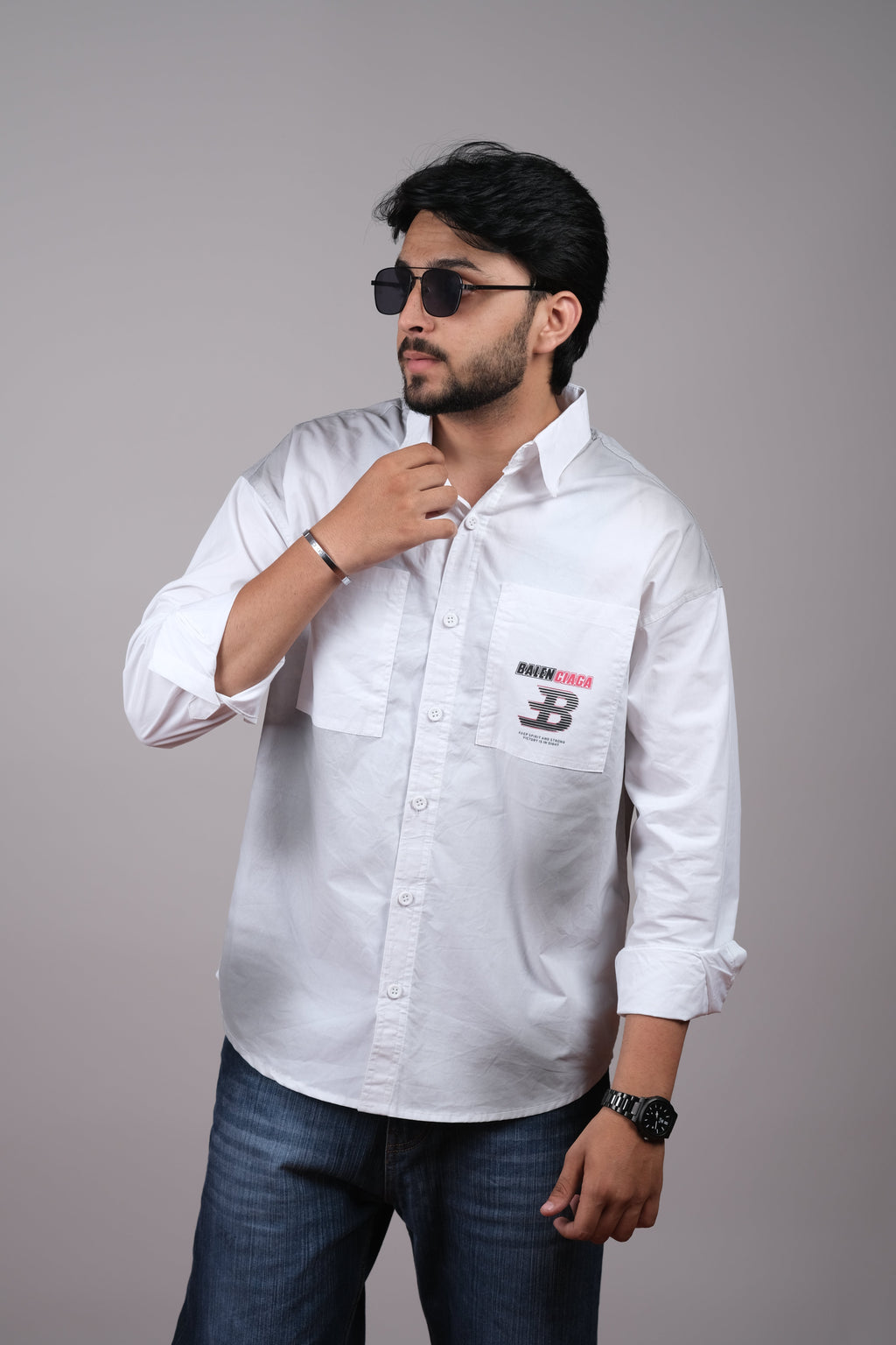 White Designer Cotton Shirt for Mens