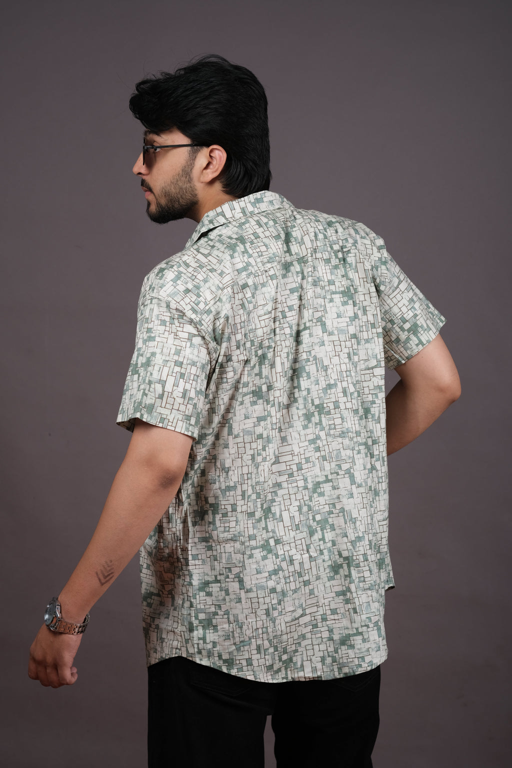 Men’s Navy Tie-Dye Striped Shirt