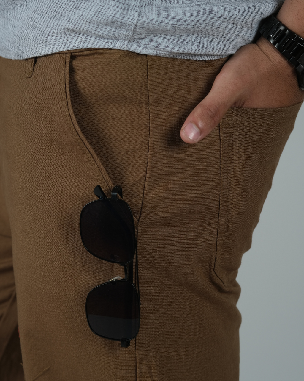 Brown Drawstring Relaxed Fit Pants