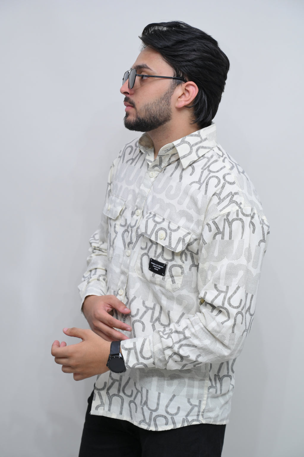 Stylish White Printed Casual Shirt